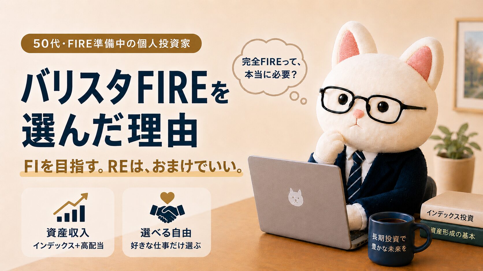 50代がバリスタFIREを選んだ理由｜資産収入×選べる自由｜FI（経済的自立）を目指すブログのアイキャッチ