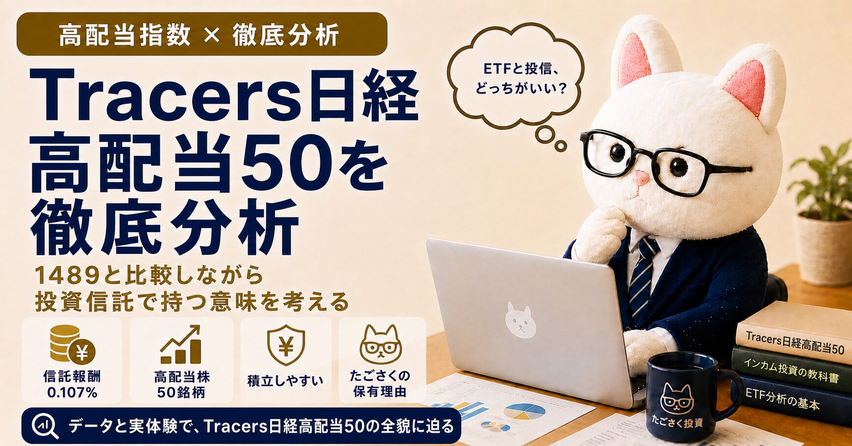 Tracers日経平均高配当株50を徹底分析｜1489と比較しながら投資信託で持つ意味を考えるアイキャッチ画像