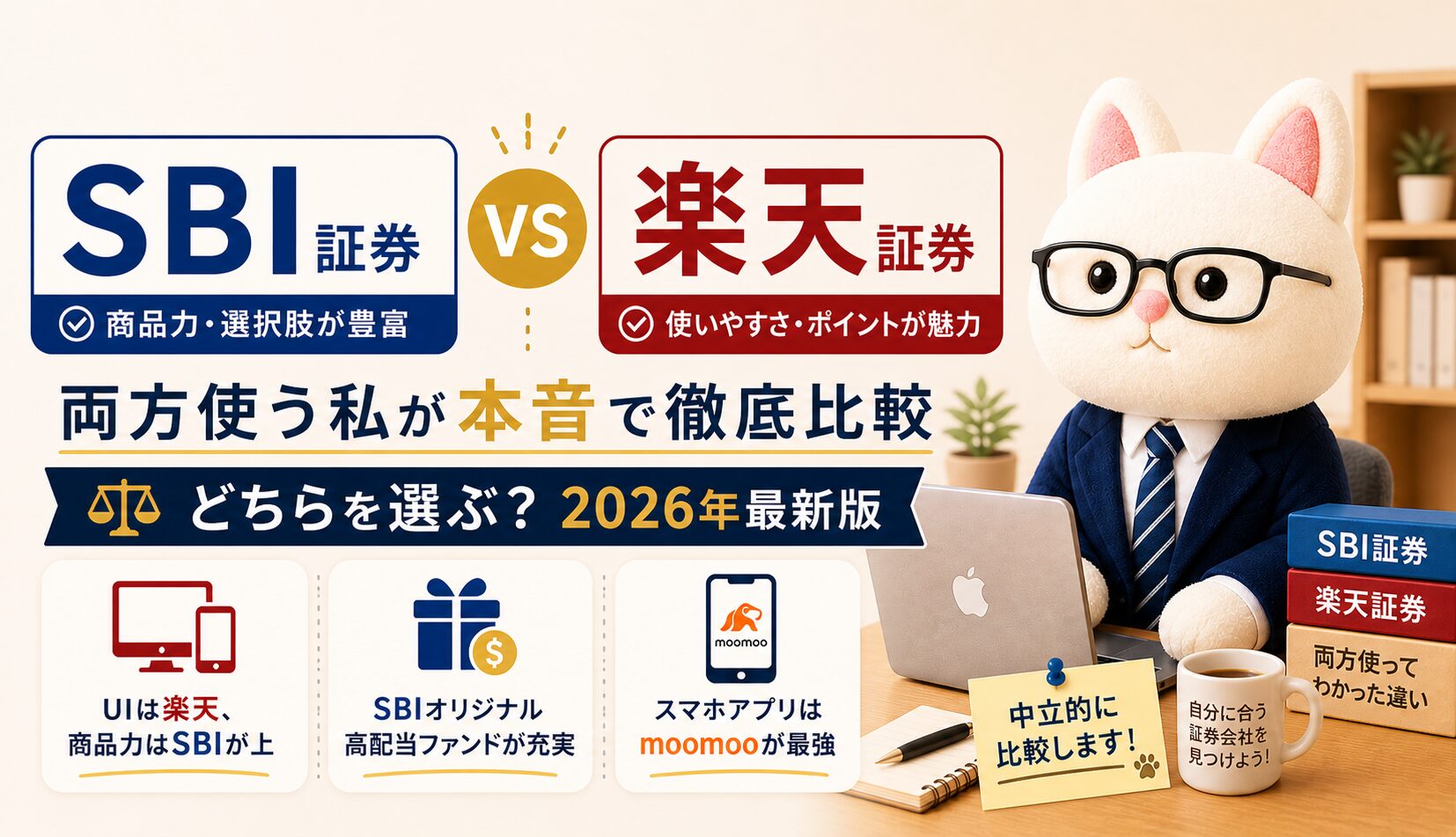 SBI証券vs楽天証券を両方使う50代投資家が本音で徹底比較｜UIは楽天・商品力はSBIが上【2026年最新版】